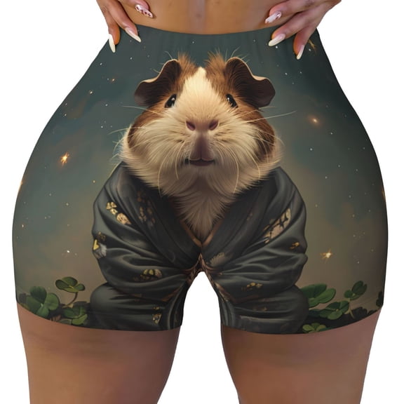 Seamless Workout Shorts Women - Lotus Leaf Starry Sky Guinea Pig Biker Gym Running Yoga Spandex Shorts for Women