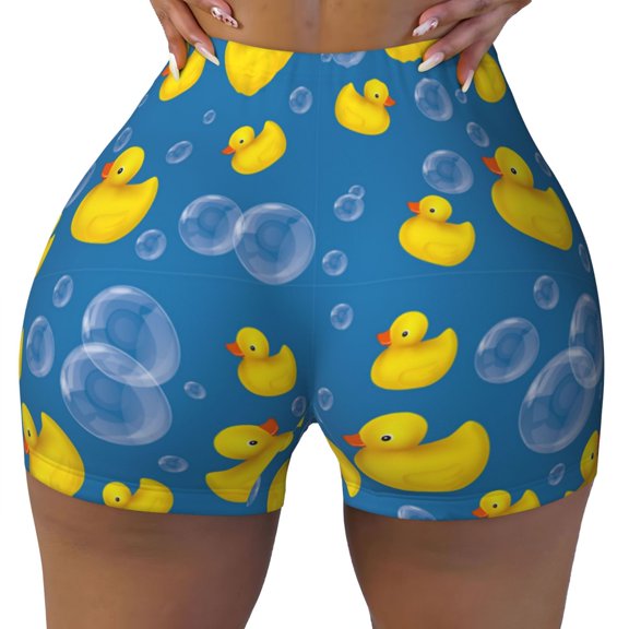 Seamless Workout Shorts Women - Rubber Duck Biker Gym Running Yoga Spandex Shorts for Women