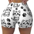 thumbnail image 1 of Seamless Workout Shorts Women - Sketch Cartoon Cat and Cat Paw Biker Gym Running Yoga Spandex Shorts for Women, 1 of 7
