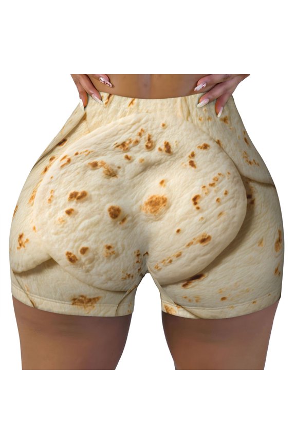 Seamless Workout Shorts Women - Taco Tortillas Biker Gym Running Yoga Spandex Shorts for Women