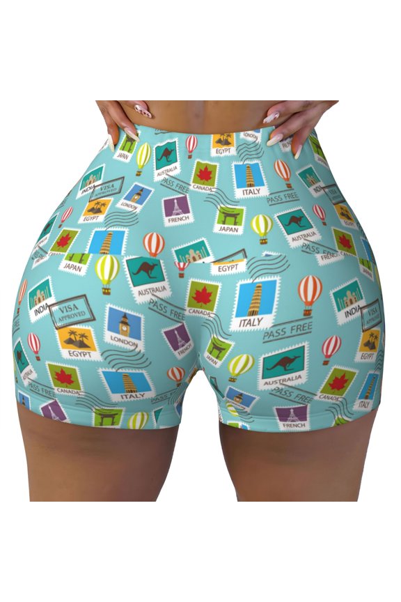 Seamless Workout Shorts Women - World Travel1 Biker Gym Running Yoga Spandex Shorts for Women