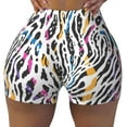 thumbnail image 1 of Seamless Workout Shorts Women - abstract colorful zebra print Biker Gym Running Yoga Spandex Shorts for Women, 1 of 7