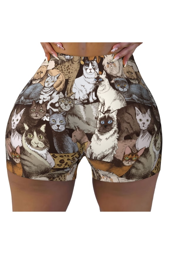 Seamless Workout Shorts Women - cut cats Biker Gym Running Yoga Spandex Shorts for Women
