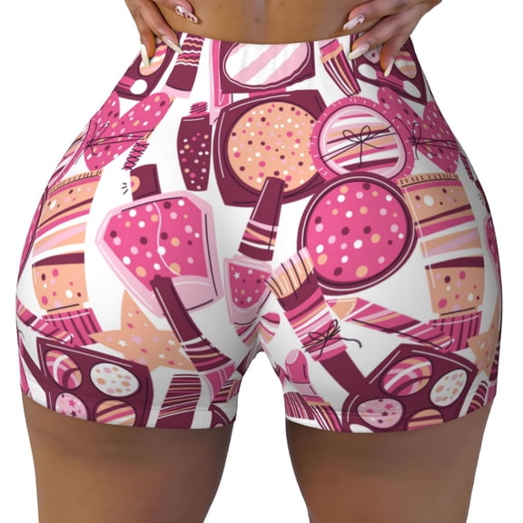 Seamless Workout Shorts Women - cute girl pink Biker Gym Running Yoga Spandex Shorts for Women