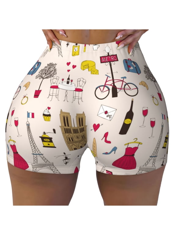 Seamless Workout Shorts Women - modern Bike Pattern Biker Gym Running Yoga Spandex Shorts for Women