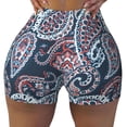 thumbnail image 1 of Seamless Workout Shorts Women - red Paisley Print Biker Gym Running Yoga Spandex Shorts for Women, 1 of 7
