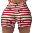 thumbnail image 1 of Seamless Workout Shorts Women - vintage anchor red stripe Biker Gym Running Yoga Spandex Shorts for Women, 1 of 7