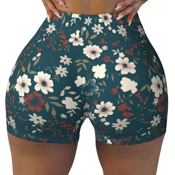 Seamless Workout Shorts Women - vintage floral Biker Gym Running Yoga Spandex Shorts for Women