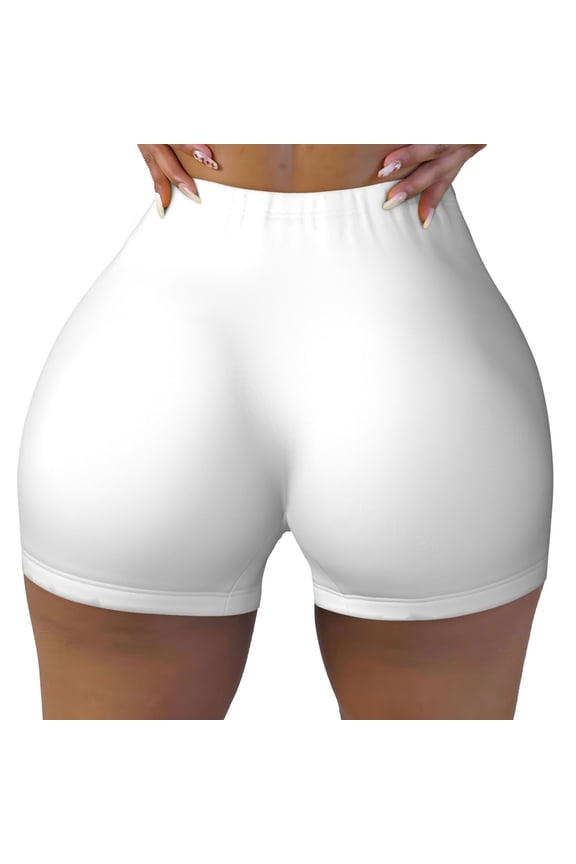 Seamless Workout Shorts Women - white Biker Gym Running Yoga Spandex Shorts for Women