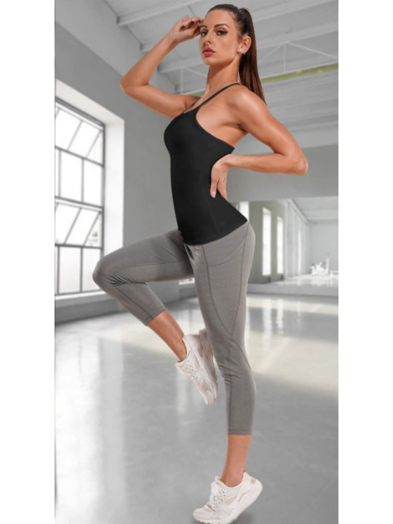 Seamless Workout Tank Tops for Women Racerback Athletic Camisole Sports with Built in Bra