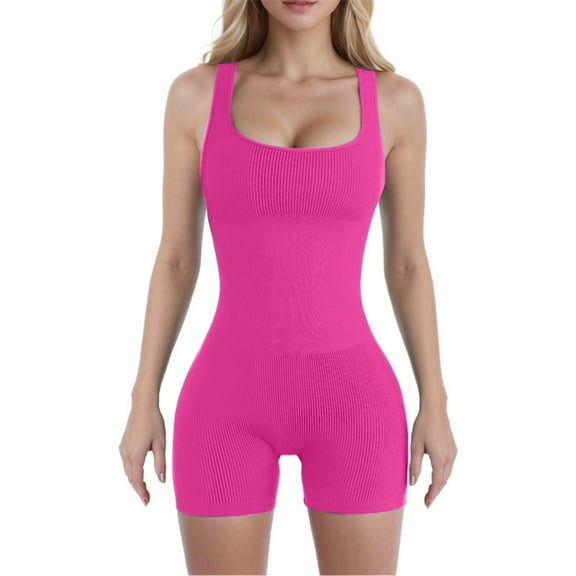 Seamless Yoga Bodysuit Women's Workout Set Removable Padded Bra High Waist Spandex Shorts Comfortable Compression Fitness Outfit