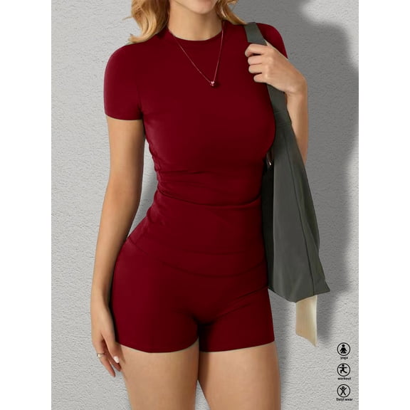 Seamless Yoga Set for Women, High Stretch Sports T-Shirt & Shorts 2-Piece Outfit - Perfect for Running, Gym, Cycling, Outdoor Fitness & Casual Wear ‘’