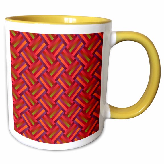 3drose, Seamless Zig-zag Stripe Pattern Background - Abstract Vector Design, 15oz Two-tone Yellow Mug