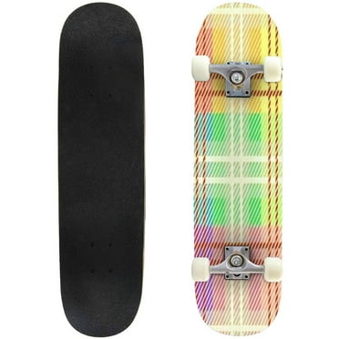 Seamless checkered multicolored vector pattern Retro textile design Outdoor Skateboard Longboards 31"x8" Pro Complete Skate Board Cruiser