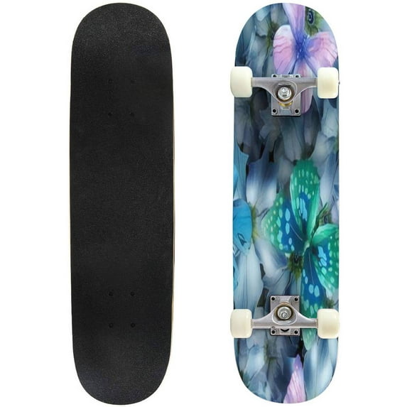 Seamless from butterflies and flowers clip art Outdoor Skateboard Longboards 31"x8" Pro Complete Skate Board Cruiser