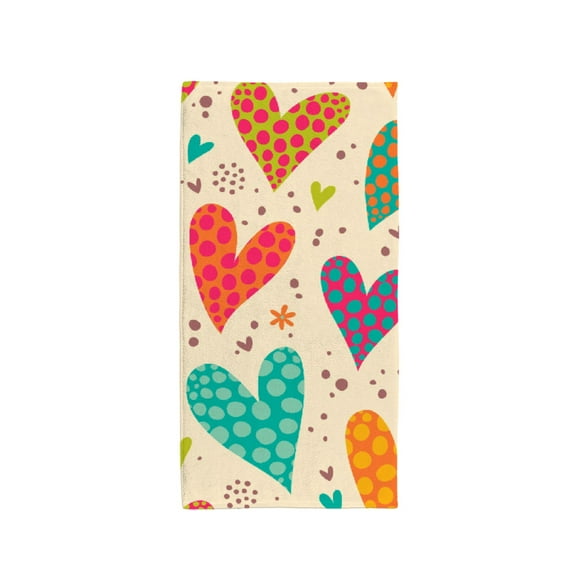 Seamless pattern with colorful hearts Bath Towel Absorbent Soft Decoration Hand Tower Multiuses for Bathroom Hotel Gym Spa Beach 30 x 15 inch