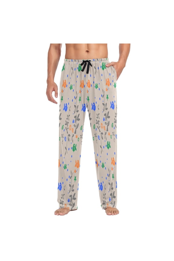 Seamless underwater fish pattern Men's Pajama Pants Ultra Bottoms Sleepwear Bottom Pants with Pocket Drawstring