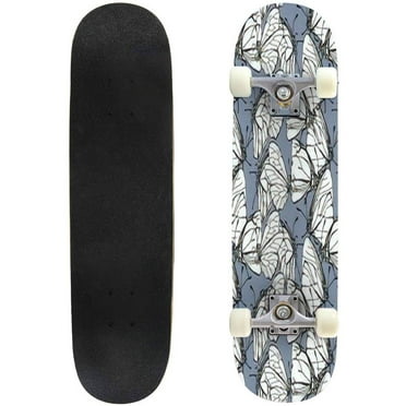 Seamless with hand drawn buterflies Outdoor Skateboard Longboards 31"x8" Pro Complete Skate Board Cruiser