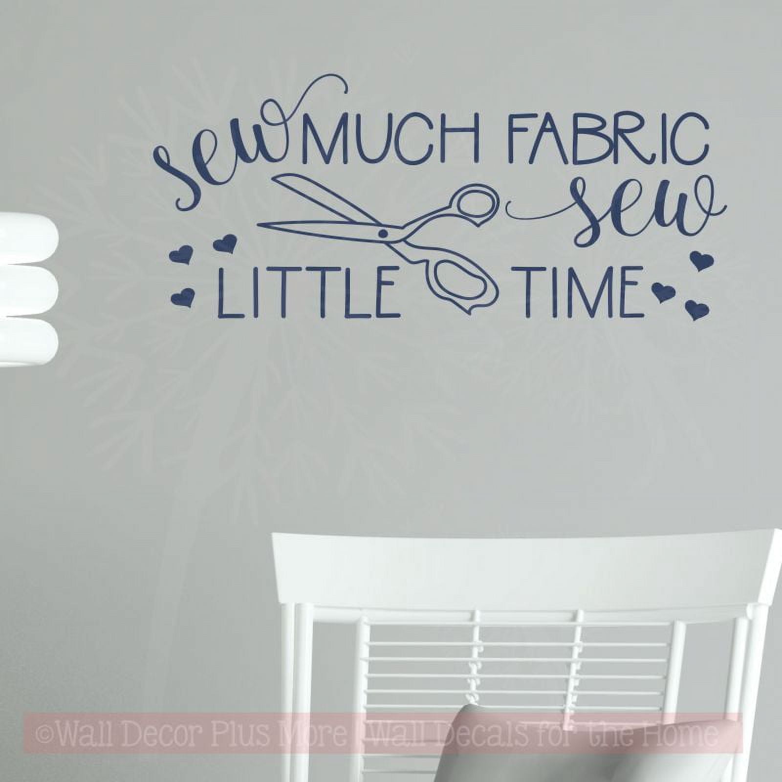 Seamstress Art Decals Sewing Room Wall Stickers Sew Little Time Vinyl Letters 23x10-Inch Deep Blue