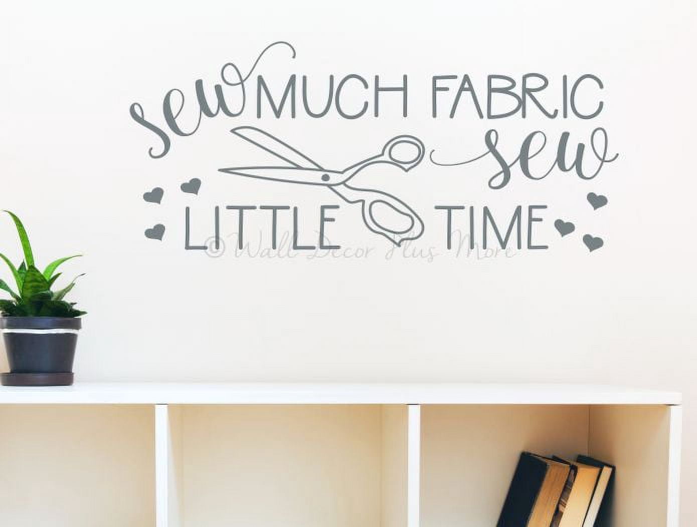 Seamstress Art Decals Sewing Room Wall Stickers Sew Little Time Vinyl Letters 36x15-Inch Storm Gray