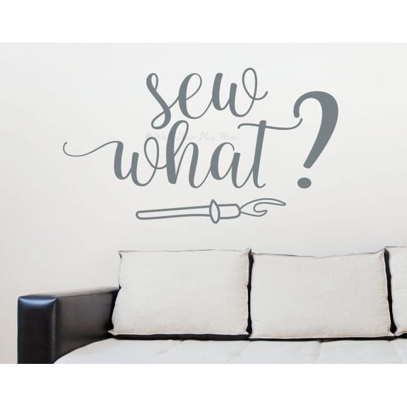 Seamstress Wall Stickers Decor Sew What Vinyl Decals Lettering Crafting Room 36x20-Inch Storm Gray