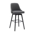 thumbnail image 1 of Sean 30 Inch Barstool Chair - Parson Style - Swivel - Gray Faux Leather - Black, 1 of 6