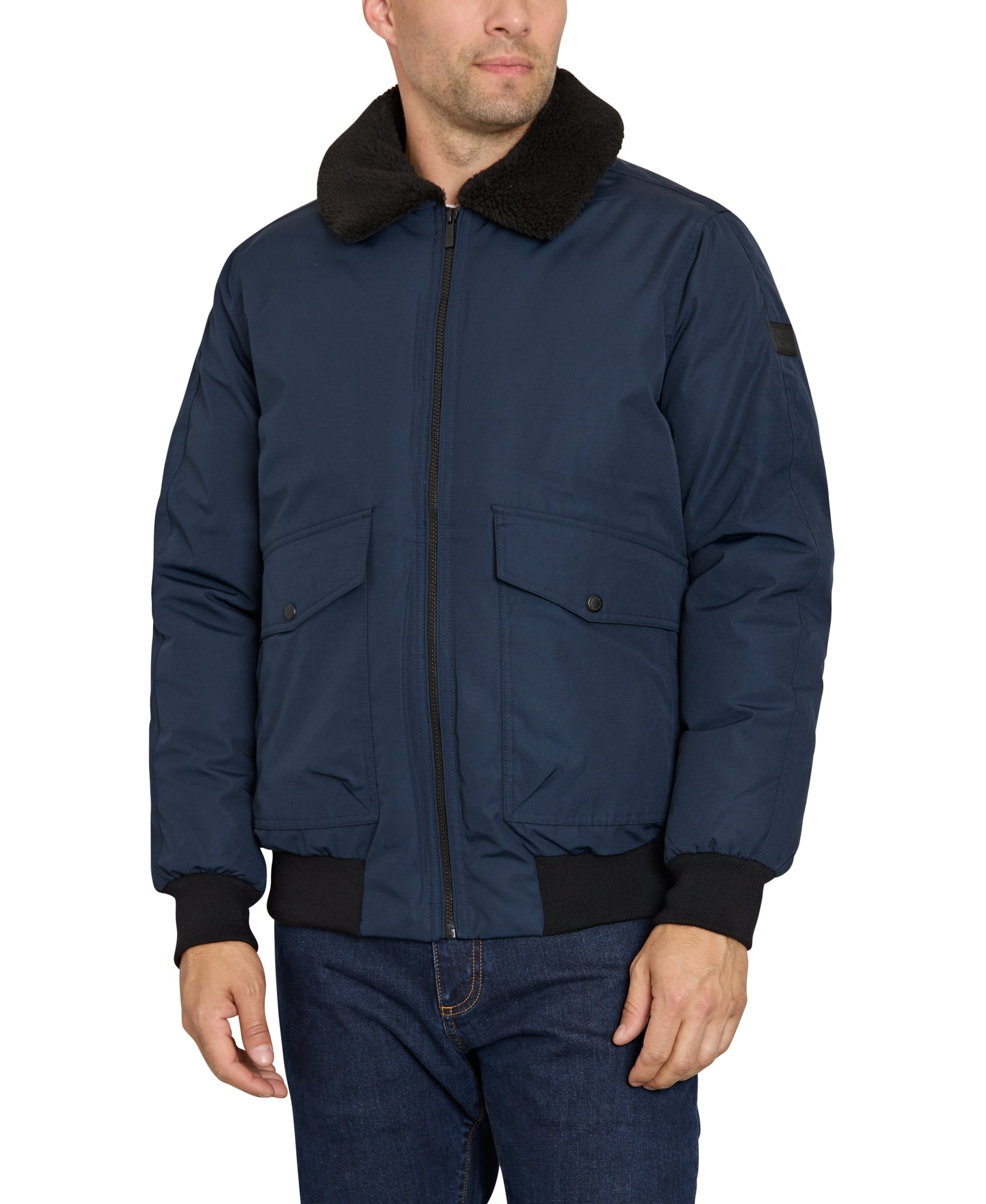 Sean John Men's Faux Sherpa Collar Bomber Jacket, Sizes S-2XL - Walmart.com