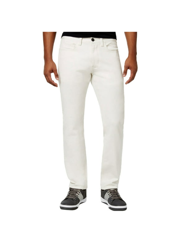Sean John Mens 5-Pocket Straight Leg Jeans, Off-White, 30W x 32L