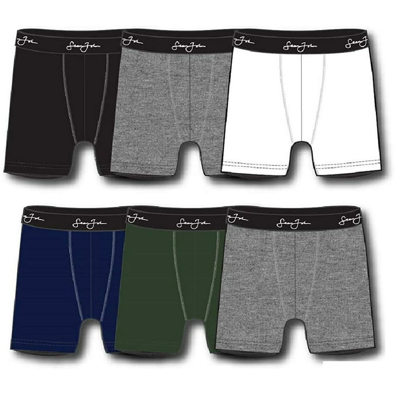 Sean John Mens Athletic Underwear - 6-Pack Stretch Athletic Boxer Briefs  Training Breathable Athletic Fit No Fly