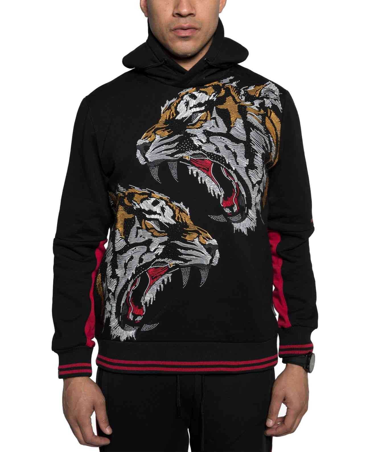 Sean John Mens Vexed Tiger Graphic Hoodie (Black, Small) 