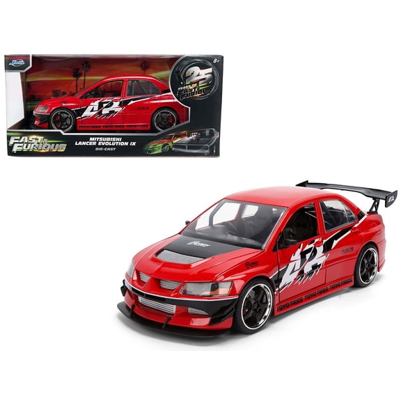 Sean's Mitsubishi Lancer Evolution IX RHD (Right Hand Drive) Red with Graphics "The Fast and the Furious: Tokyo Drift" (2006) Movie "Fast & Furious 25 Years" Series 1/24 Diecast Model Car by Jada