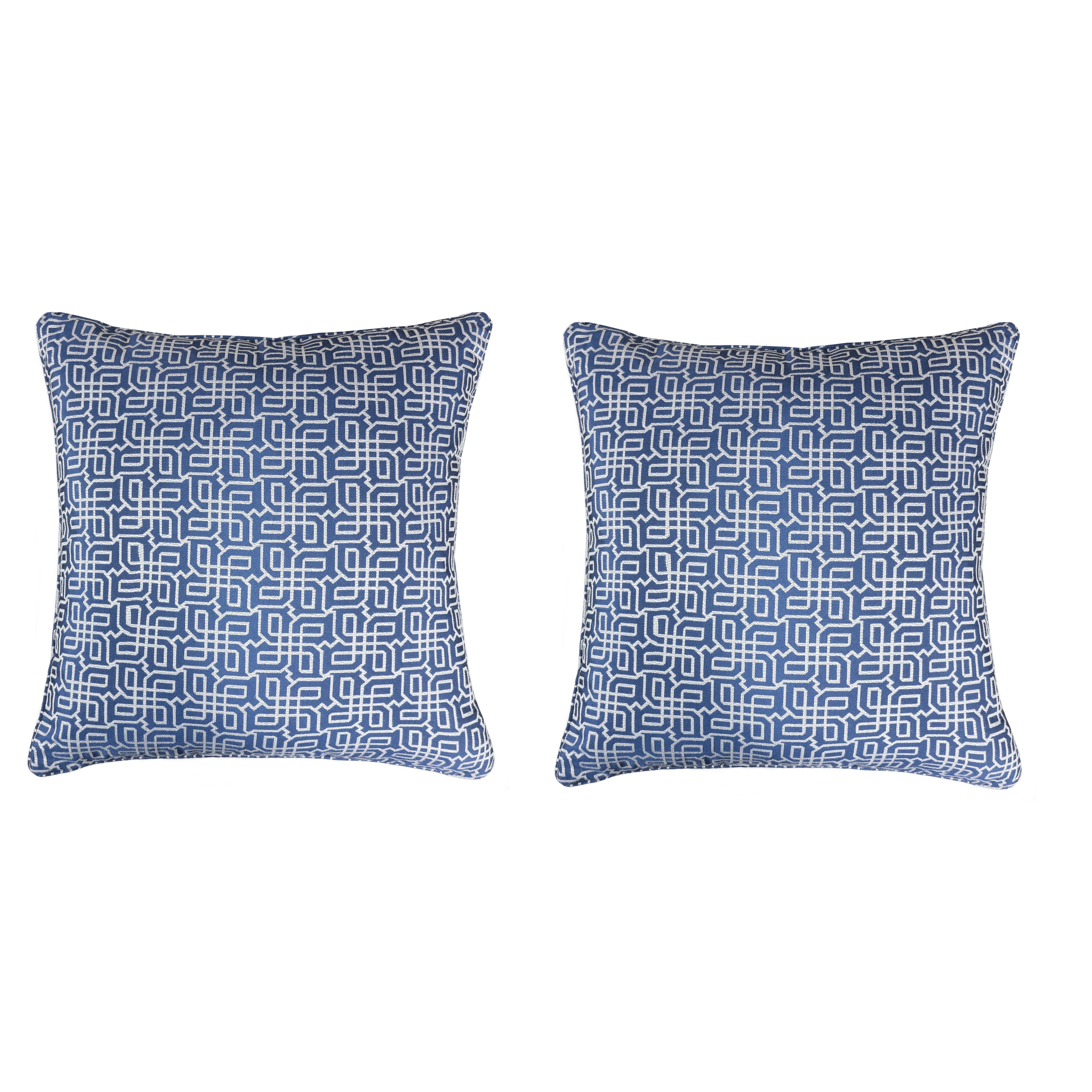 Seana Navy Geometric Polyester 20 in. x 20 in. Throw Pillow (Set of 2)
