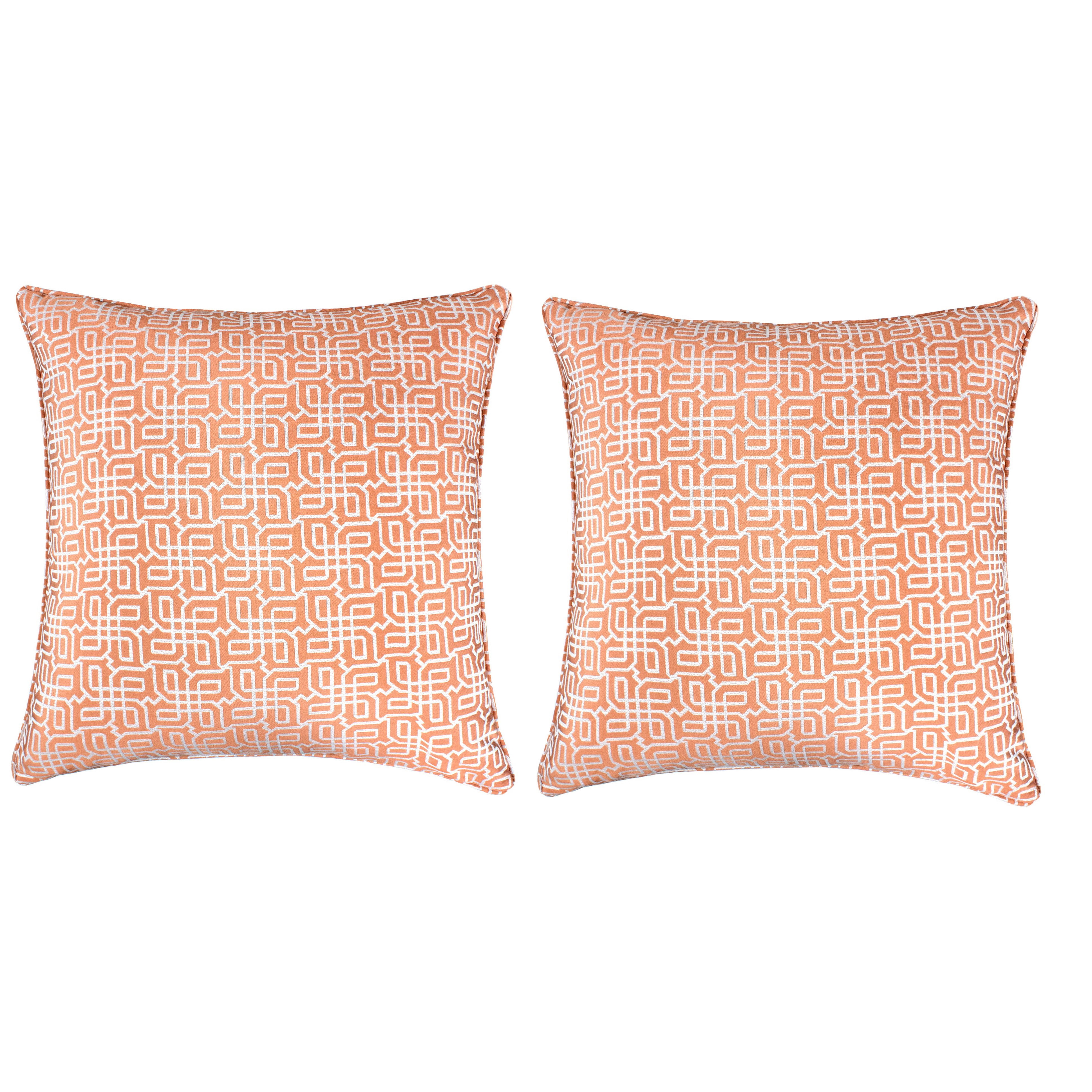 Seana Orange Geometric Polyester 20 in. x 20 in. Throw Pillow (Set of 2)