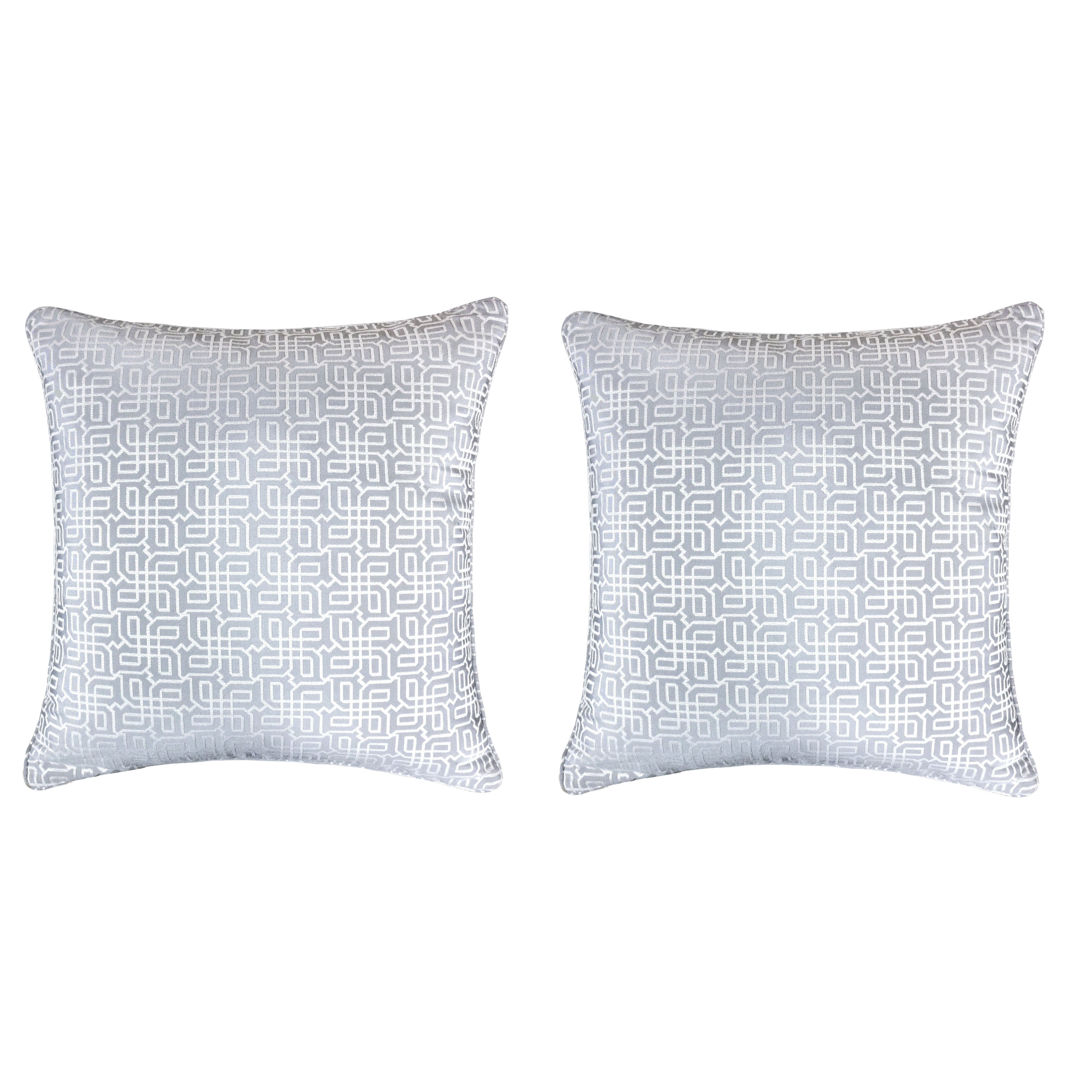 Seana Silver Geometric Polyester 20 in. x 20 in. Throw Pillow (Set of 2)
