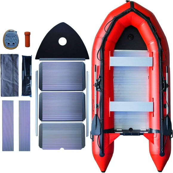 Seangles Inflatable Boat 4 Person Aluminum Floor Aluminum Transom Professional Heavy Duty Saltwater Fishing Boat - USCG Approved