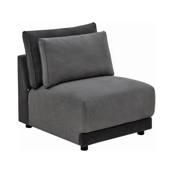Seanna Cushion Back Upholstered Armless Chair Light and Dark Grey