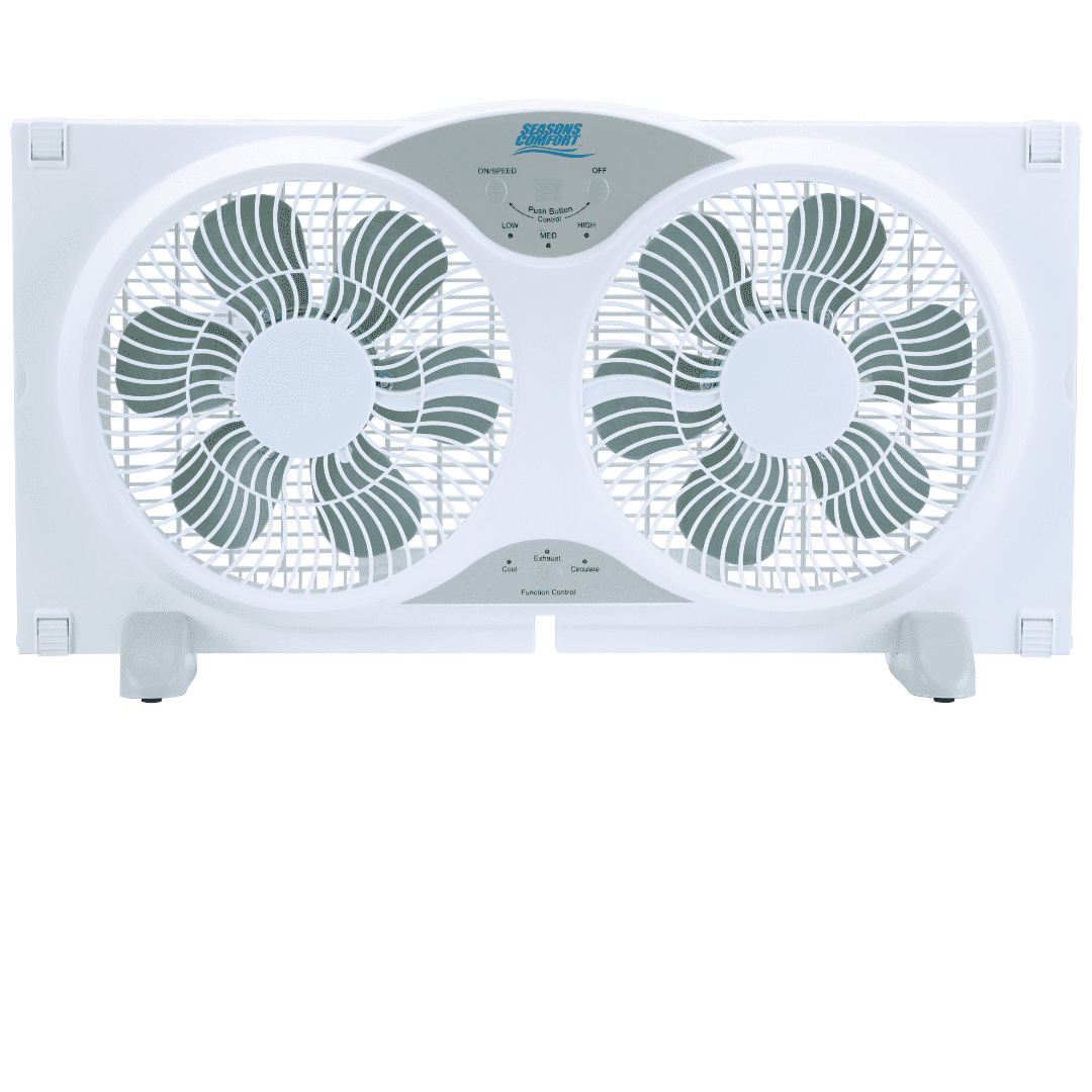 Seaons Comfort 9" Twin Window Fan, Quiet, 3-Speed, Portable, ETL Listed, Remote Control - FWF9R