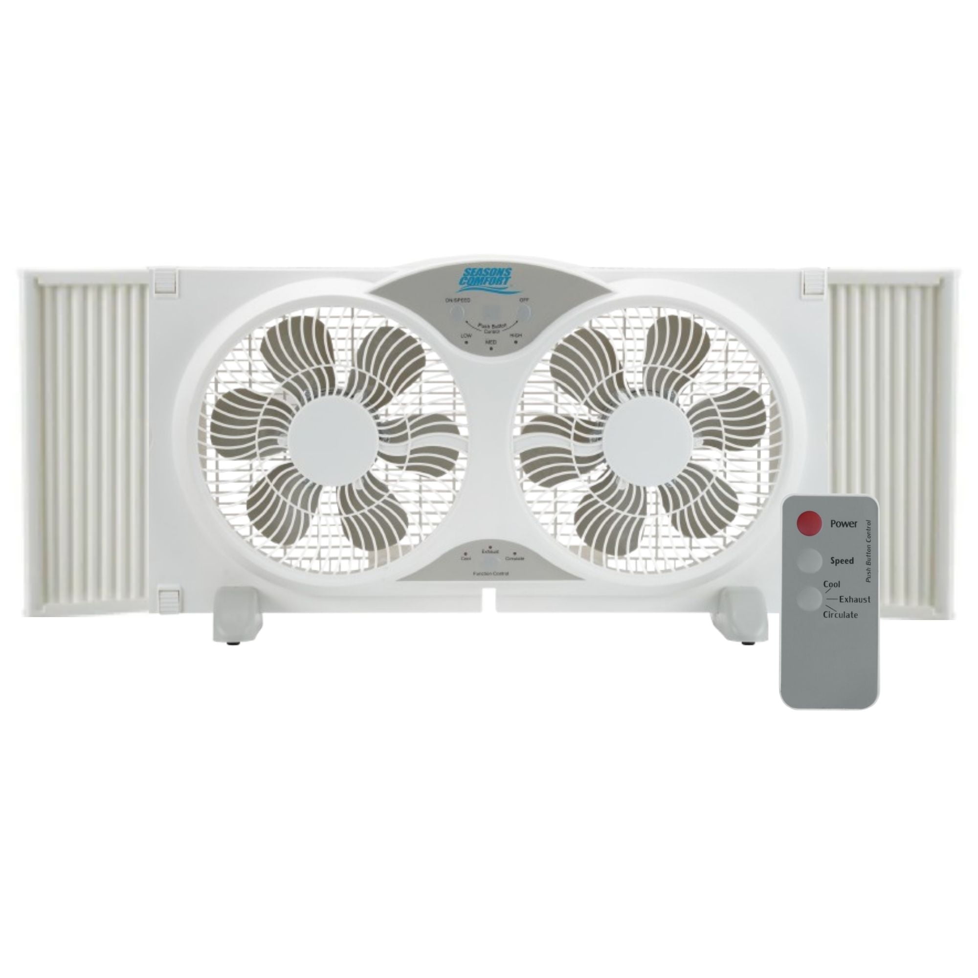 Seasons Comfort 9" Twin Window Fan, 3-Speed, Portable, Remote Control - FWF9R