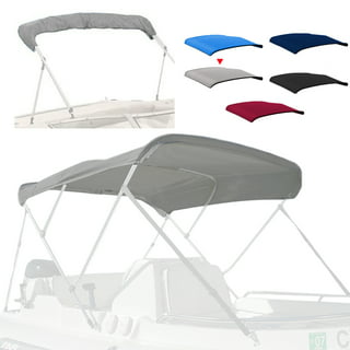 Seapisode 4 Bow Marine Grade Fade and Crack Resistant Bimini Top Replacement Cover，Heavy-Duty Waterproof and UV-Proof Sun Shade Boat Canopy，Easy Install Zipper Sleeves Boat Awning/Without Frame,Grey