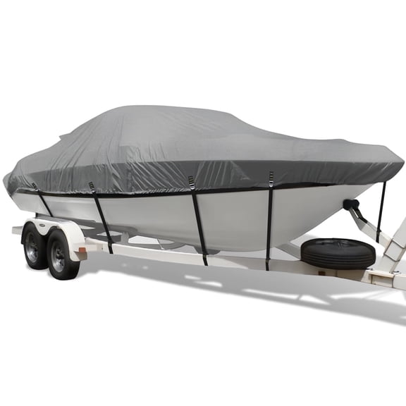 Seapisode 600D Boat Cover,Heavy-Duty Waterproof and UV-Proof Boat Covers,Full Windproof Metal Fittings Boat Cover Fits V-Hull,Tri-Hull,Runabout,16'-18.5' Long,Beam Width up to 94"