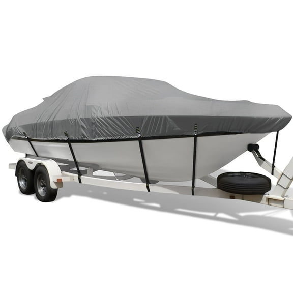 Seapisode 600D Boat Cover，Heavy-Duty Waterproof and UV-Proof Boat Covers,Full Windproof Metal Fittings Boat Cover Fits V-Hull,Tri-Hull,Runabout,16'-18.5' Long,Beam Width up to 94"