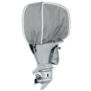Seapisode 600D Fade and Crack Resistant Trailerable Outboard Motor Cover, Waterproof and UV-Proof Boat Motor Covers, Boat Engine Cover with Reflective Strips and Adjustable Strap