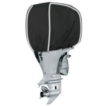 Seapisode 600D Fade and Crack Resistant Trailerable Outboard Motor Cover with Reflective Strips(Fits 25-50 HP)