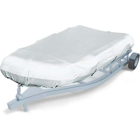 Seapisode 600D Marine Grade Fade and Tear Resistant Dinghy Cover, Heavy Duty Waterproof and Sunproof Inflatable Boat Cover, Silver (Up to 9.5' Long)