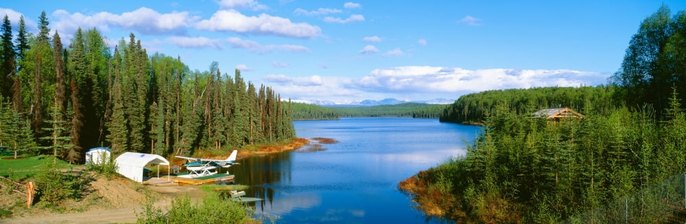 Seaplane on Talkeetna Lake Alaska Canvas Art - Panoramic Images (36 x 12)