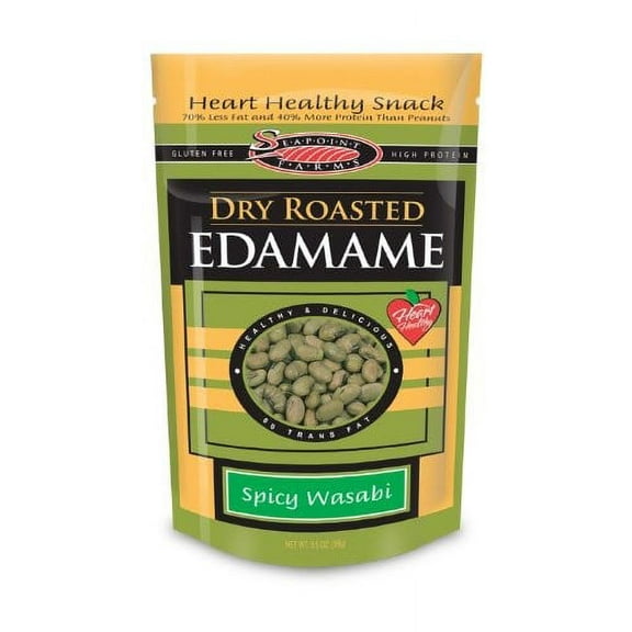Seapoint Farms Dry Roasted Edamame, Wasabi, 3.5 Ounce Pouches