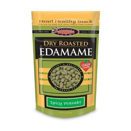 Seapoint Farms Dry Roasted Edamame, Wasabi, 3.5 Ounce Pouches