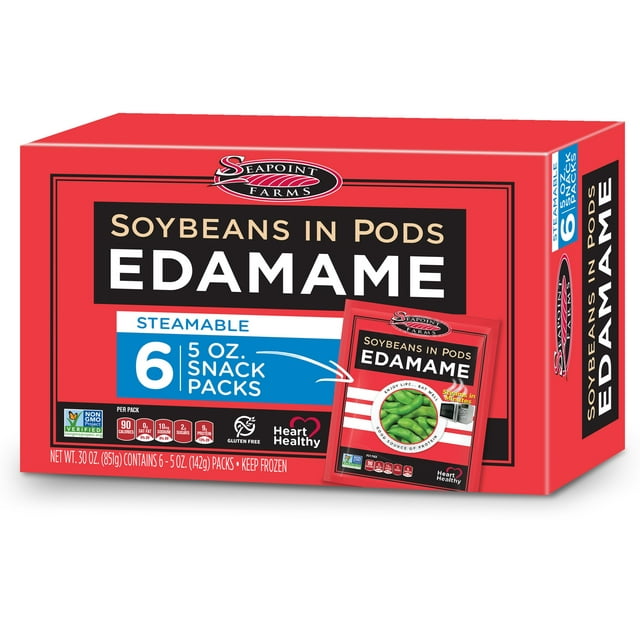 Seapoint Farms Edamame Soybeans in Pods, Net Wt 30 oz (851g), Contains 65 oz (142g) packs, 6