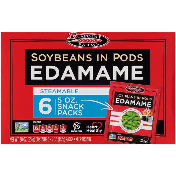 Seapoint Farms Frozen Edamame Soybeans in Pods, 30 oz with 6 Snack Packs