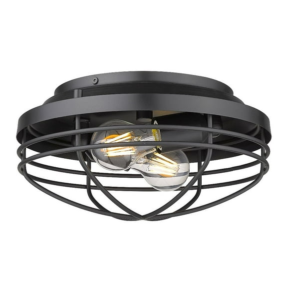 Golden Lighting Seaport 2-light Flush Mount in Matte Black